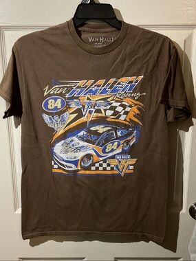 Van Halen Men's Brown Racing Graphic Short-Sleeve Band Tee